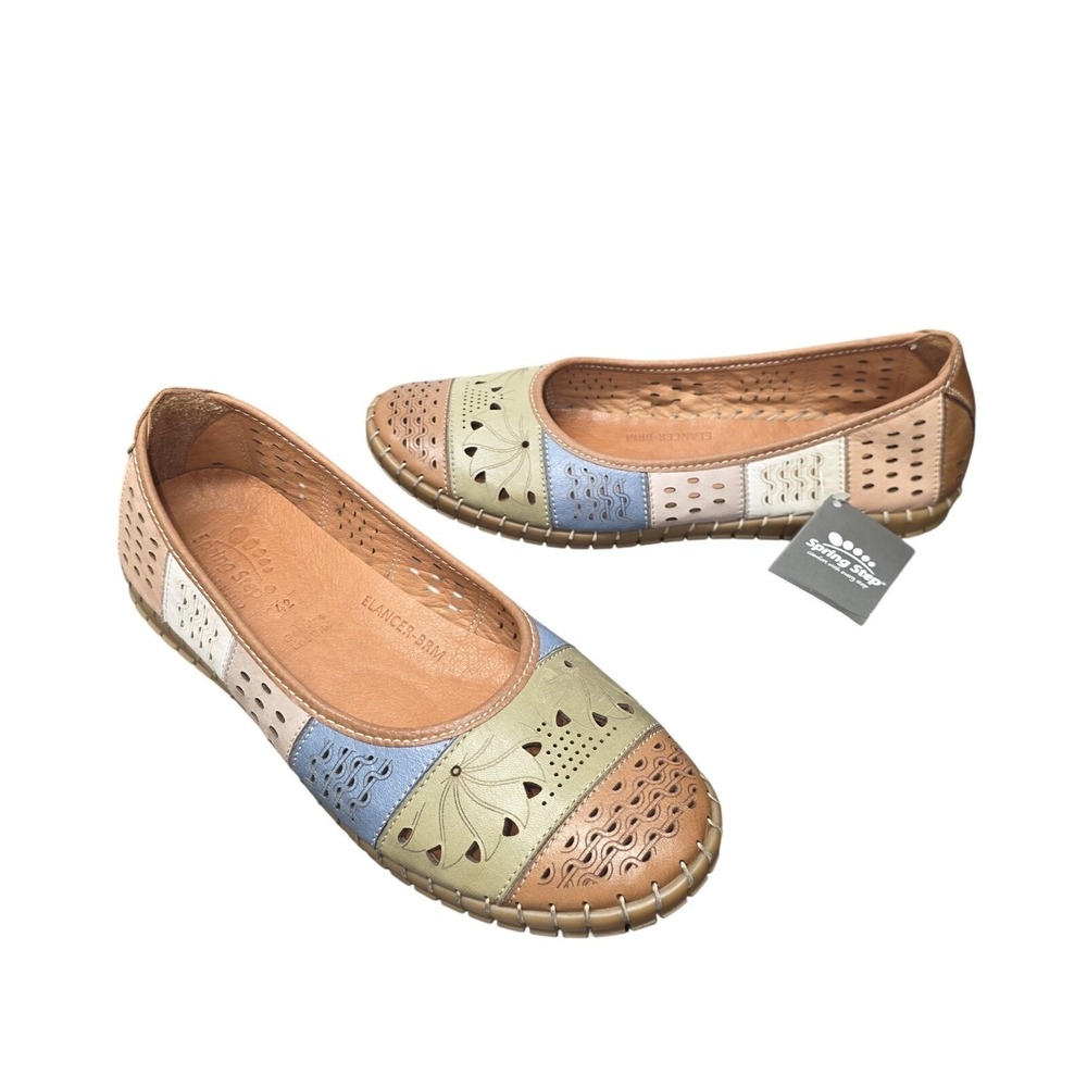 Spring Step Elancer-BRM‎ Ballet Flat Shoes Women 11 EU 42 Leather Patchwork Boho
